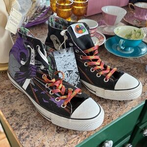 DC Comics Black and White High-Top Sneakers with Purple Accents